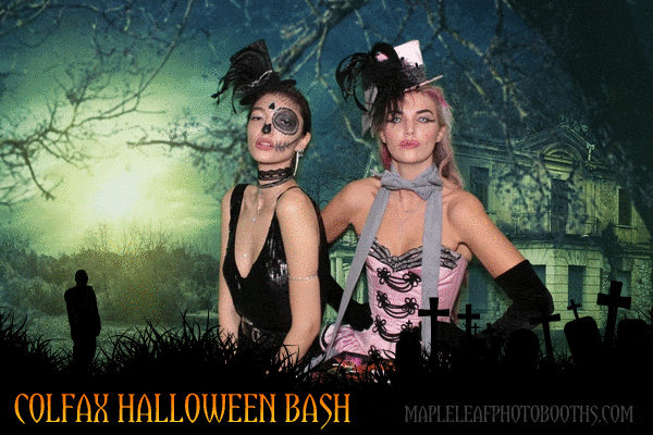 an animated GIF with a zombie animated overlay created by Maple Leaf Photo Booths for a 2016 Hollywood Hills Halloween party.