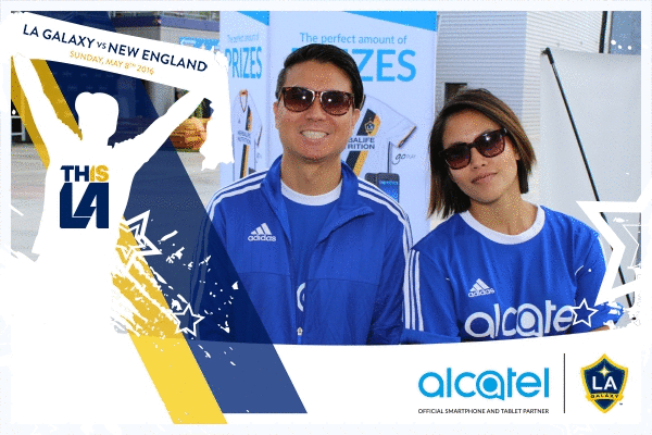 a gif from a gif photo booth at the Alcatel tent at The LA Galaxy tent at The Stub Hub Center in Los Angeles