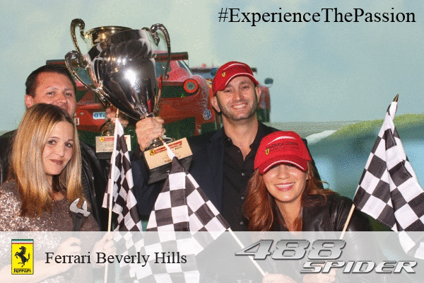 An animated GIF taken by Maple Leaf Photo Booths of Runway Models Catering Staff at Ferrari of Beverly Hills
